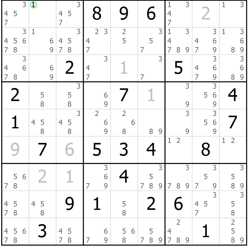 Position des candidats pour la solution de la Gr 10 page 13 du magazine de sudoku Virtuose n° 113