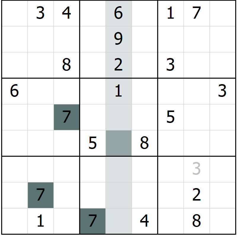 Position des candidats pour la solution de la Gr 11 page 14 du magazine de sudoku Virtuose n° 113