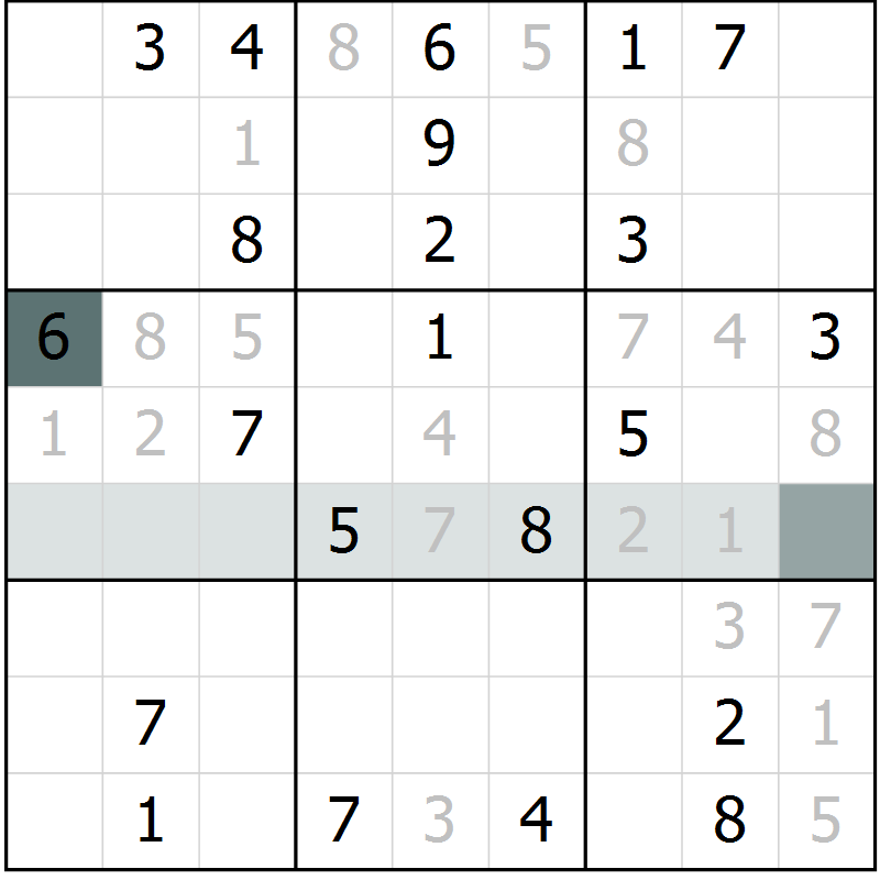 Position des candidats pour la solution de la Gr 11 page 14 du magazine de sudoku Virtuose n° 113