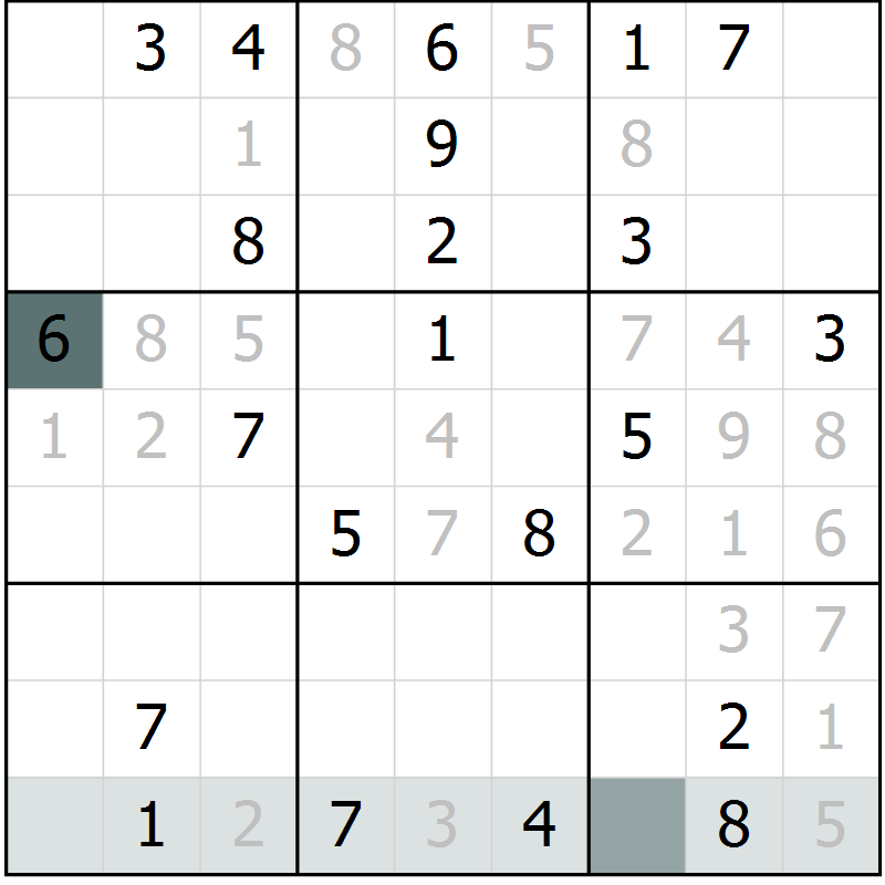 Position des candidats pour la solution de la Gr 11 page 14 du magazine de sudoku Virtuose n° 113
