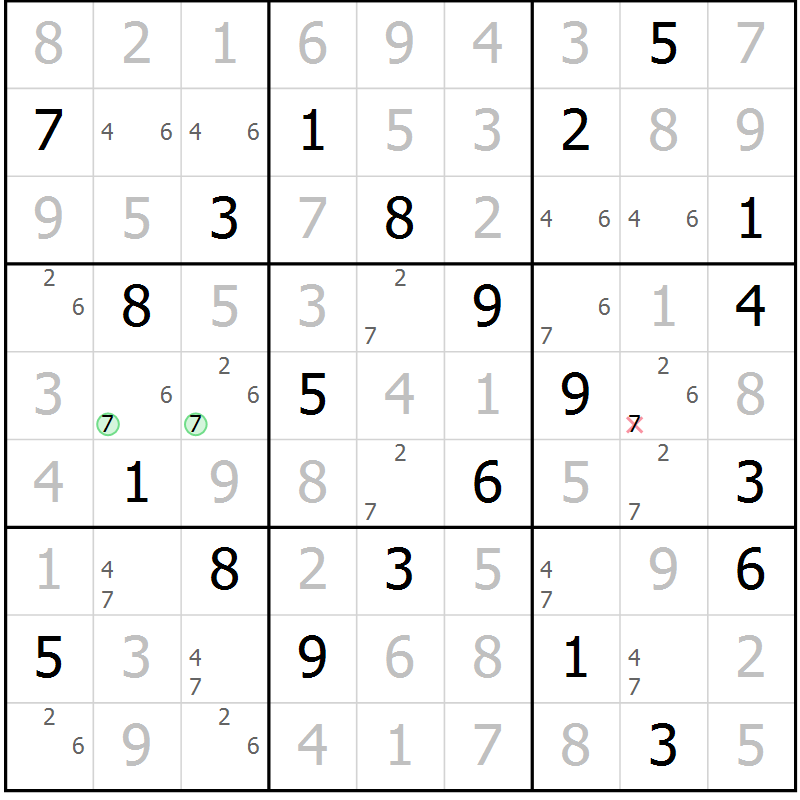 Position des candidats pour la solution de la Gr 12 page 15 du magazine de sudoku Virtuose n° 113