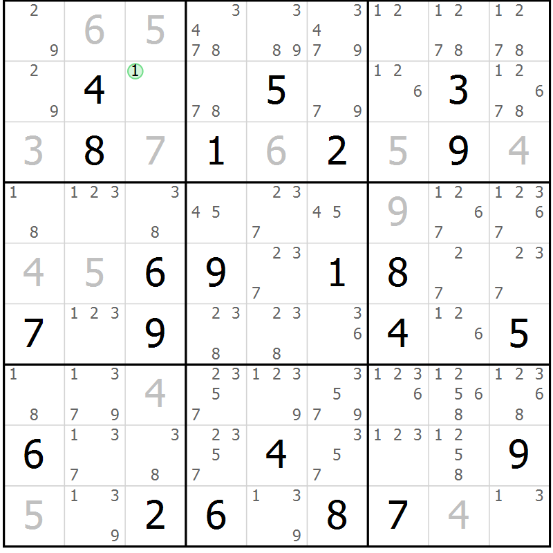 Position des candidats pour la solution de la Gr 16 page 19 du magazine de sudoku Virtuose n° 113