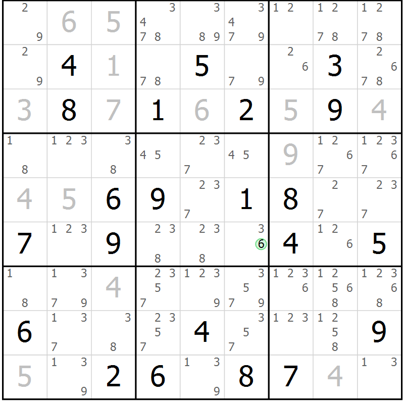 Position des candidats pour la solution de la Gr 16 page 19 du magazine de sudoku Virtuose n° 113