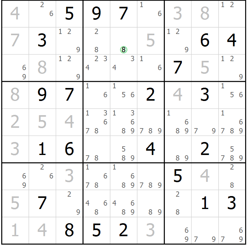 Position des candidats pour la solution de la Gr 19 page 22 du magazine de sudoku Virtuose n° 113