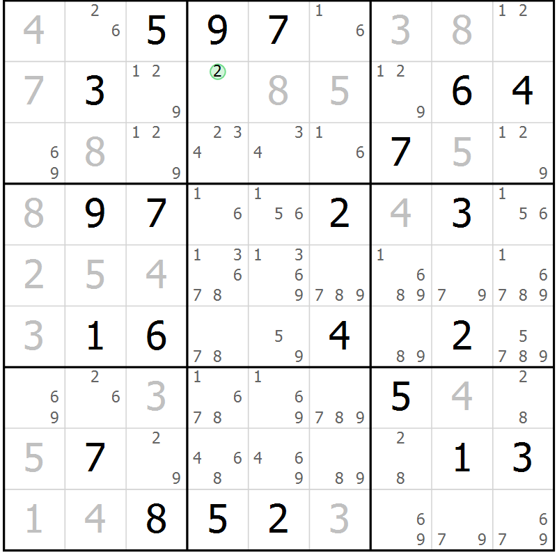 Position des candidats pour la solution de la Gr 19 page 22 du magazine de sudoku Virtuose n° 113
