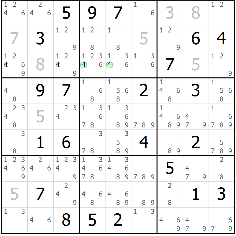 Position des candidats pour la solution de la Gr 19 page 22 du magazine de sudoku Virtuose n° 113
