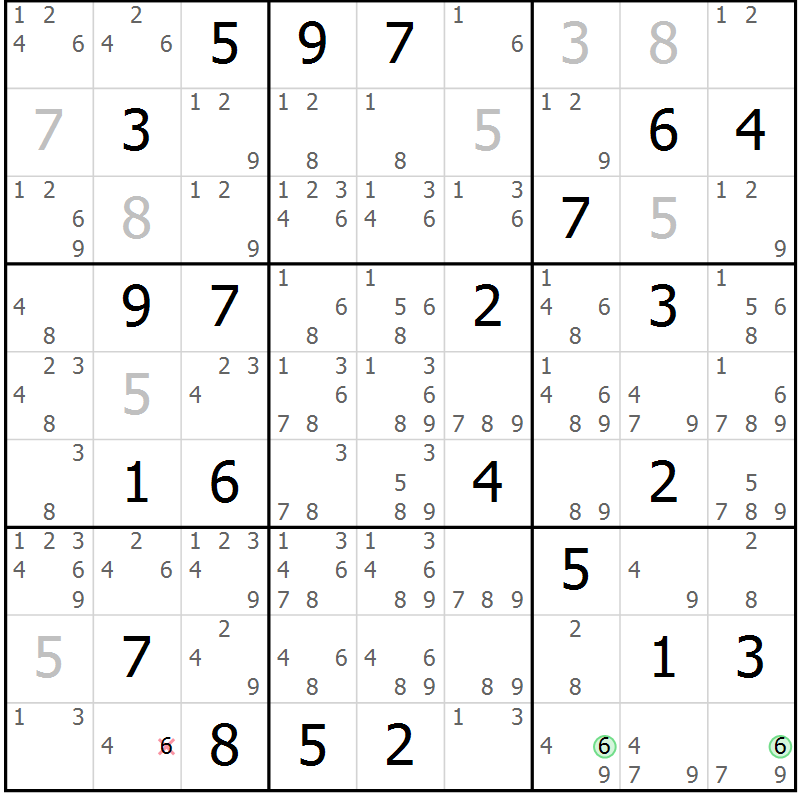 Position des candidats pour la solution de la Gr 19 page 22 du magazine de sudoku Virtuose n° 113