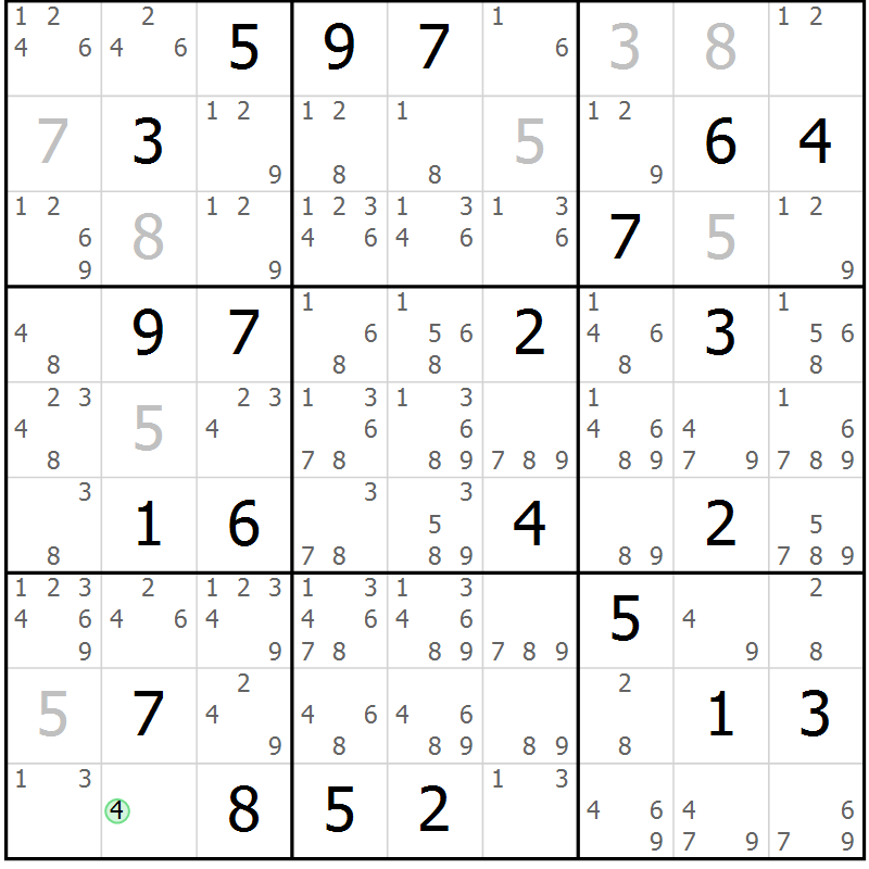 Position des candidats pour la solution de la Gr 19 page 22 du magazine de sudoku Virtuose n° 113