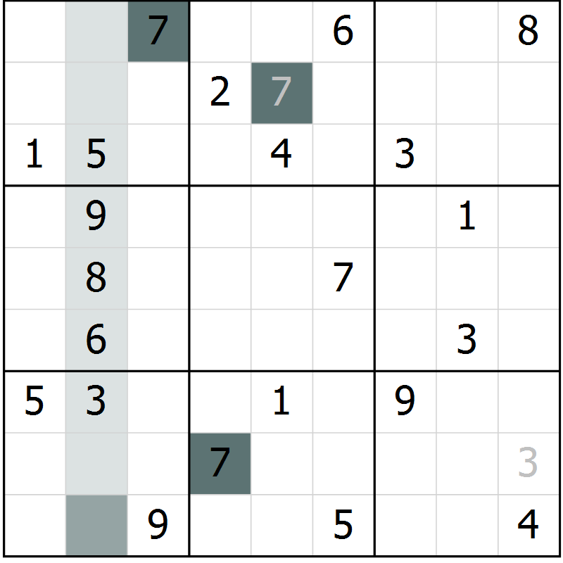 Position des candidats pour la solution de la Gr 2 page 5 du magazine de sudoku Virtuose n° 113