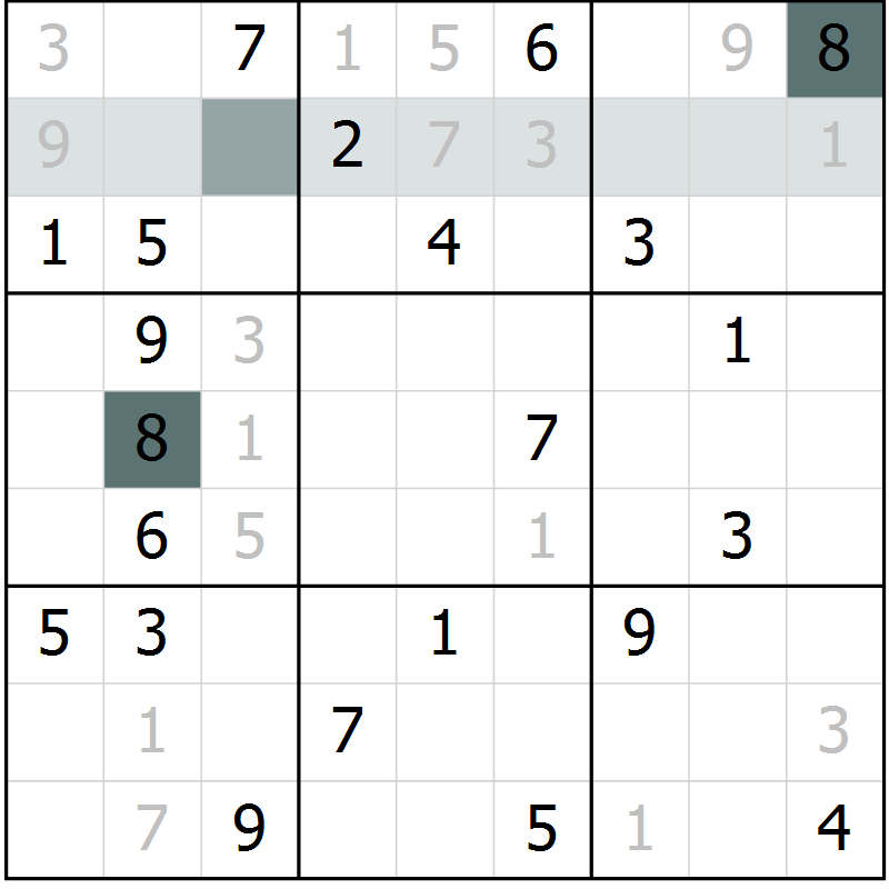 Position des candidats pour la solution de la Gr 2 page 5 du magazine de sudoku Virtuose n° 113