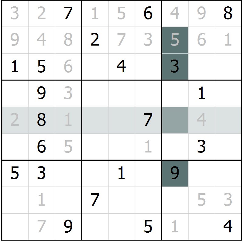 Position des candidats pour la solution de la Gr 2 page 5 du magazine de sudoku Virtuose n° 113