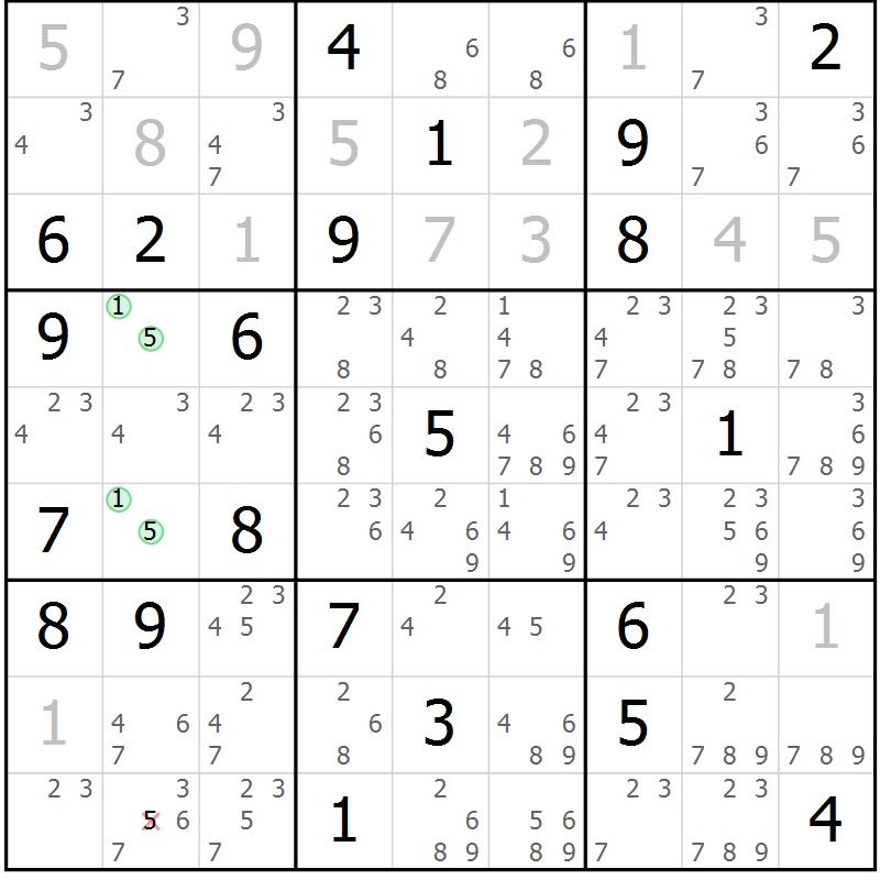 Position des candidats pour la solution de la Gr 20 page 23 du magazine de sudoku Virtuose n° 113