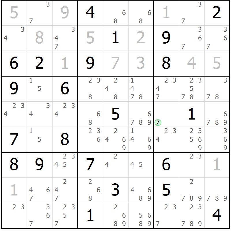 Position des candidats pour la solution de la Gr 20 page 23 du magazine de sudoku Virtuose n° 113