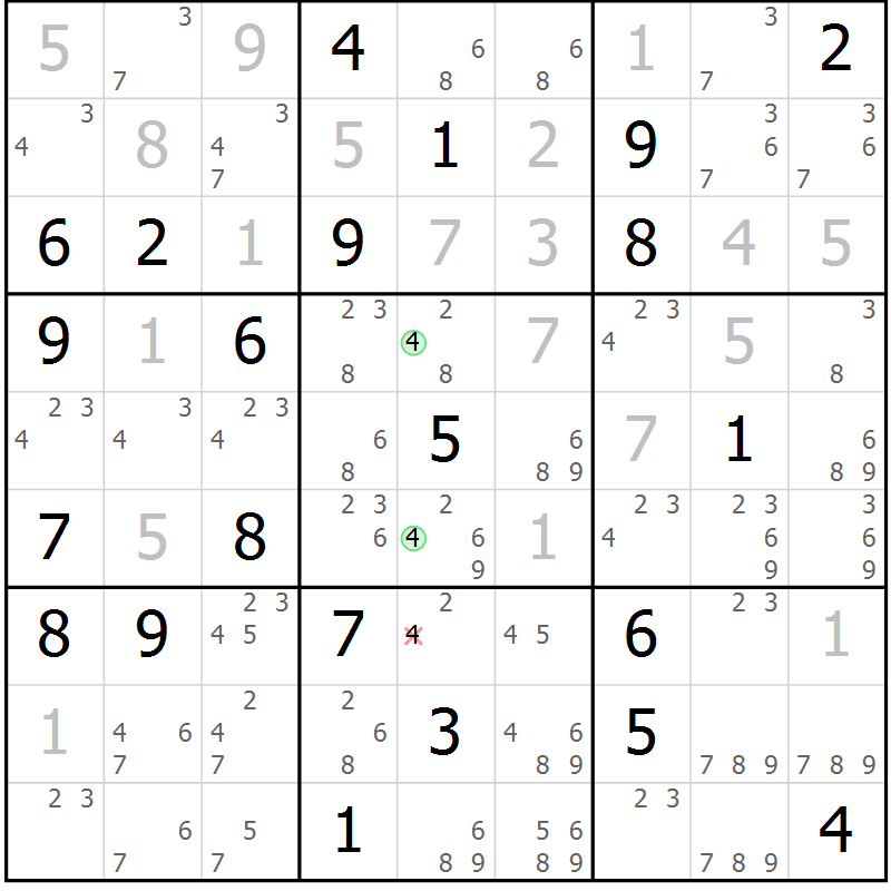 Position des candidats pour la solution de la Gr 20 page 23 du magazine de sudoku Virtuose n° 113