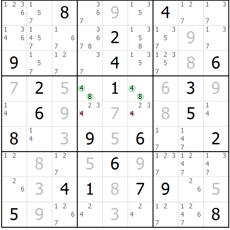 Position des candidats pour la solution de la Gr 21 page 24 du magazine de sudoku Virtuose n° 113