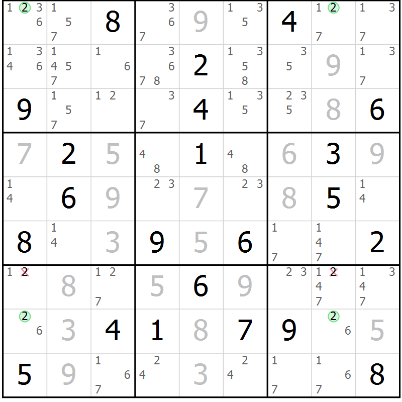 Position des candidats pour la solution de la Gr 21 page 24 du magazine de sudoku Virtuose n° 113