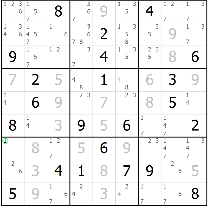 Position des candidats pour la solution de la Gr 21 page 24 du magazine de sudoku Virtuose n° 113