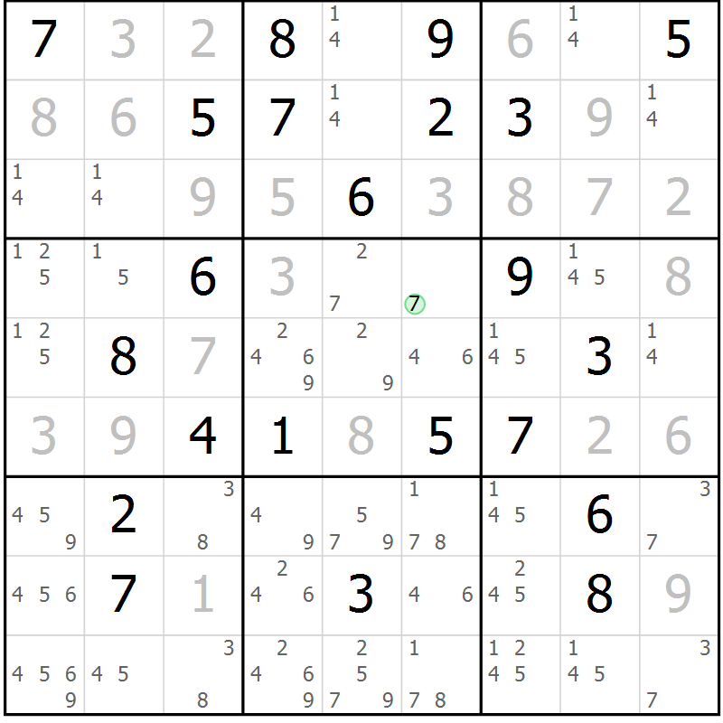Position des candidats pour la solution de la Gr 22 page 25 du magazine de sudoku Virtuose n° 113