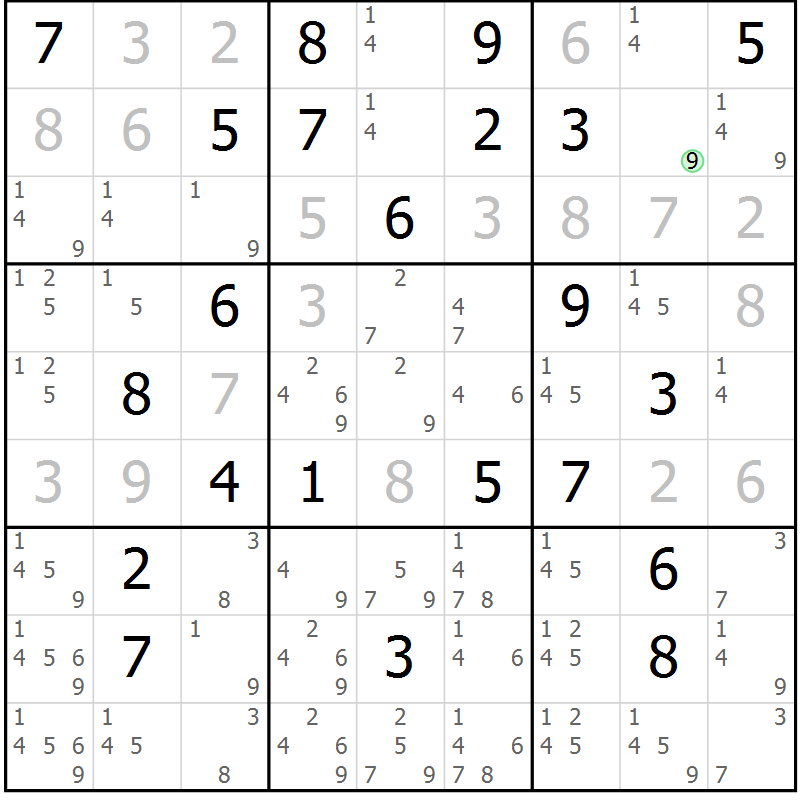 Position des candidats pour la solution de la Gr 22 page 25 du magazine de sudoku Virtuose n° 113