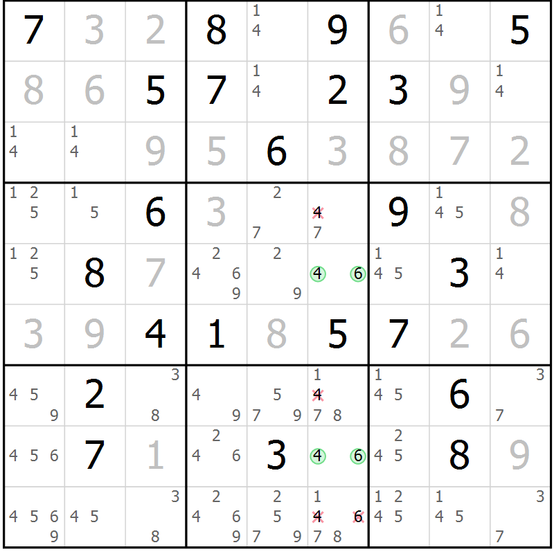 Position des candidats pour la solution de la Gr 22 page 25 du magazine de sudoku Virtuose n° 113
