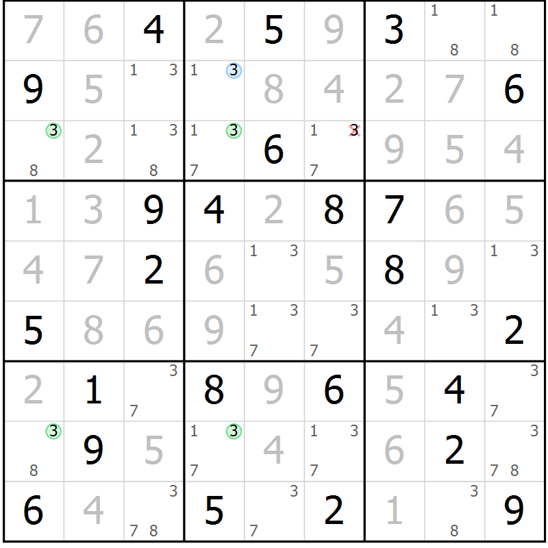 Position des candidats pour la solution de la Gr 24 page 27 du magazine de sudoku Virtuose n° 113