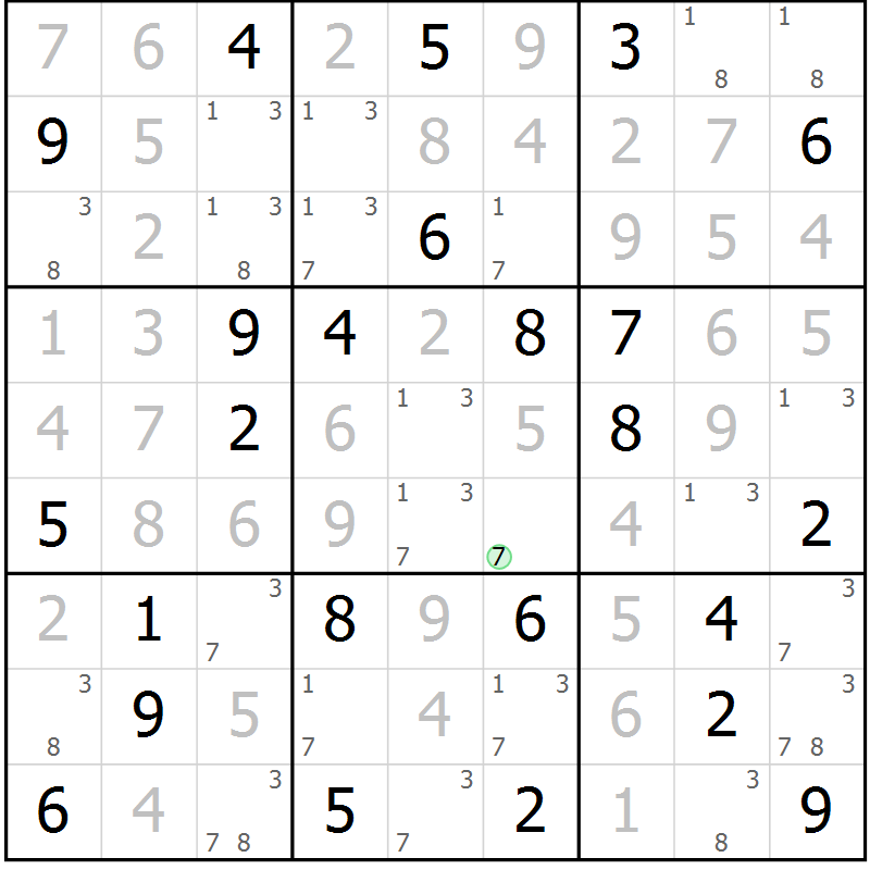 Position des candidats pour la solution de la Gr 24 page 27 du magazine de sudoku Virtuose n° 113