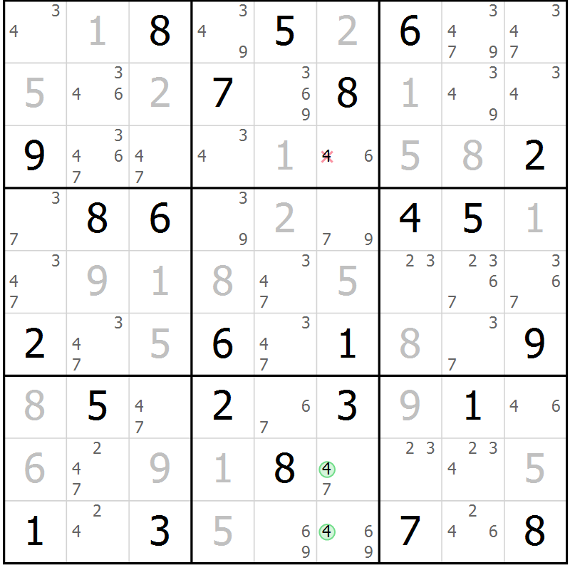 Position des candidats pour la solution de la Gr 25 page 28 du magazine de sudoku Virtuose n° 113