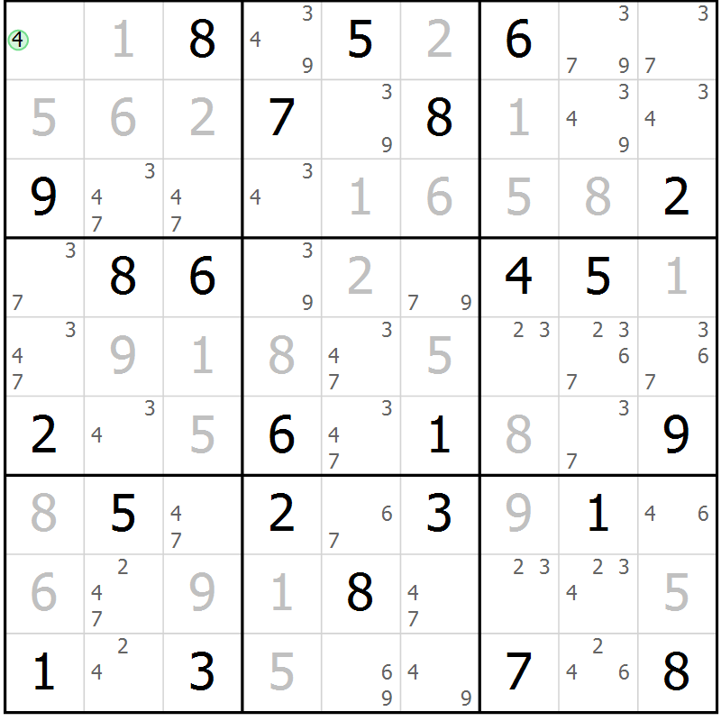 Position des candidats pour la solution de la Gr 25 page 28 du magazine de sudoku Virtuose n° 113