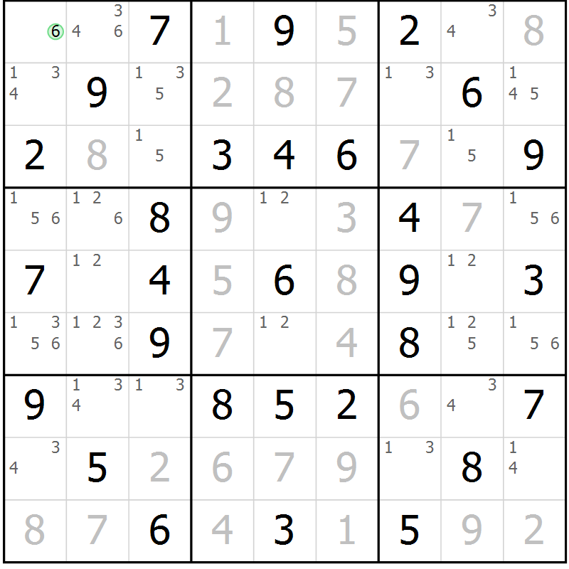 Position des candidats pour la solution de la Gr 26 page 29 du magazine de sudoku Virtuose n° 113