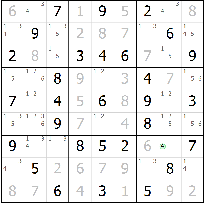 Position des candidats pour la solution de la Gr 26 page 29 du magazine de sudoku Virtuose n° 113