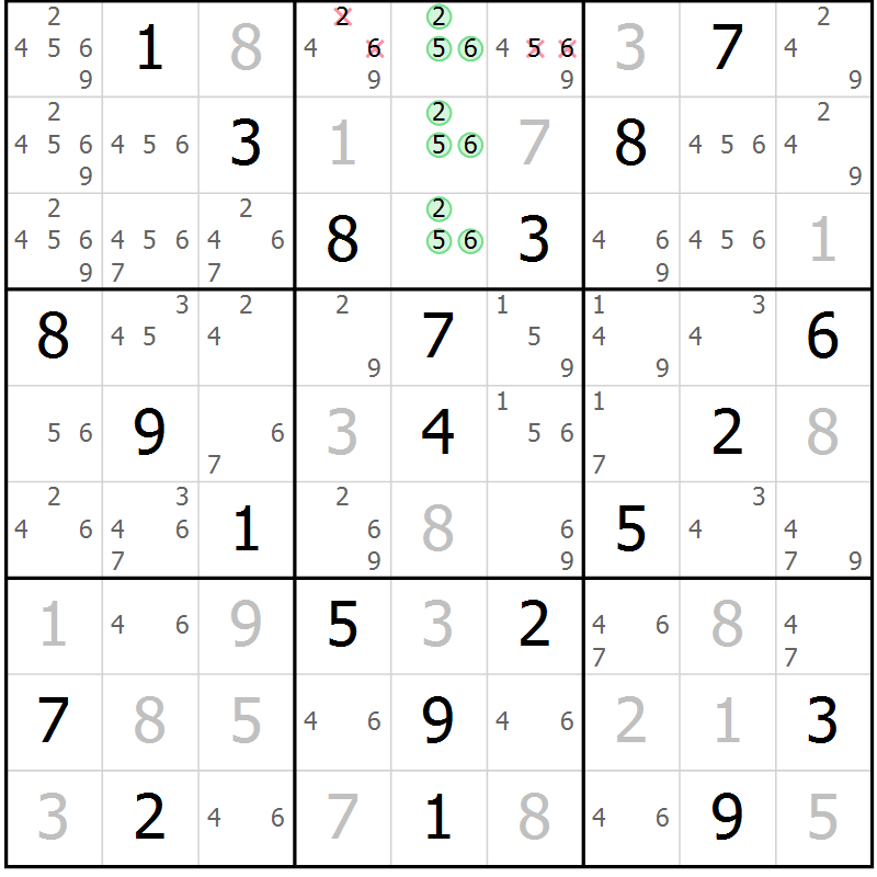 Position des candidats pour la solution de la Gr 27 page 30 du magazine de sudoku Virtuose n° 113