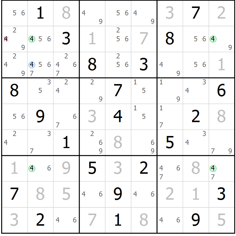 Position des candidats pour la solution de la Gr 27 page 30 du magazine de sudoku Virtuose n° 113