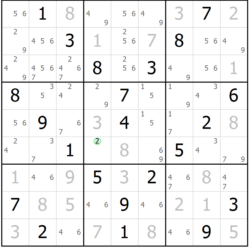 Position des candidats pour la solution de la Gr 27 page 30 du magazine de sudoku Virtuose n° 113