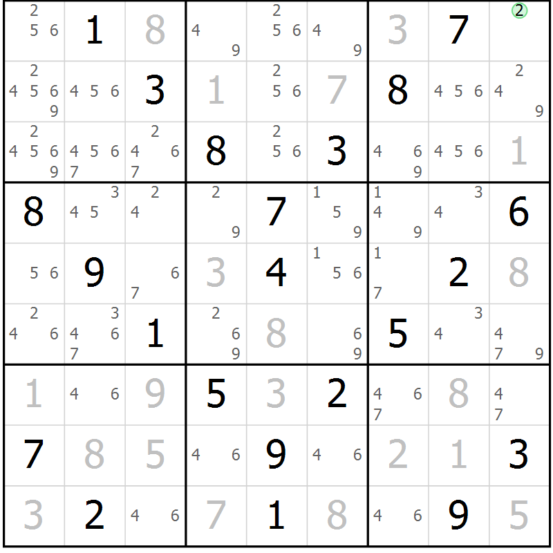Position des candidats pour la solution de la Gr 27 page 30 du magazine de sudoku Virtuose n° 113