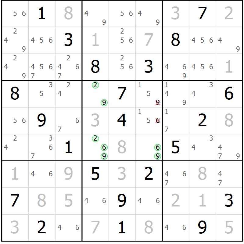 Position des candidats pour la solution de la Gr 27 page 30 du magazine de sudoku Virtuose n° 113