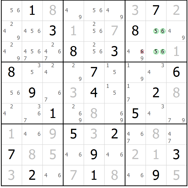 Position des candidats pour la solution de la Gr 27 page 30 du magazine de sudoku Virtuose n° 113