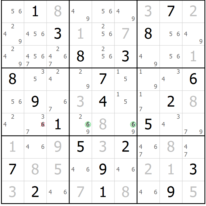 Position des candidats pour la solution de la Gr 27 page 30 du magazine de sudoku Virtuose n° 113