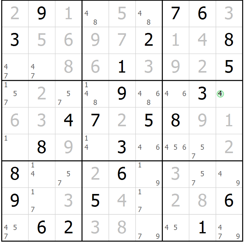 Position des candidats pour la solution de la Gr 28 page 31 du magazine de sudoku Virtuose n° 113