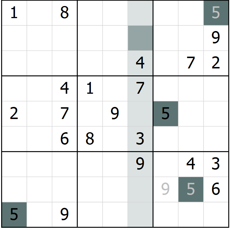 Position des candidats pour la solution de la Gr 3 page 6 du magazine de sudoku Virtuose n° 113