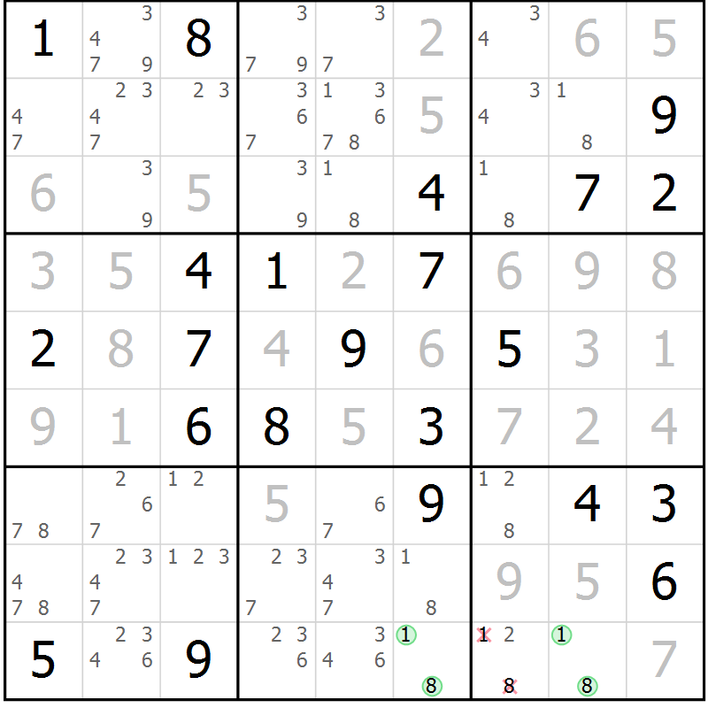 Position des candidats pour la solution de la Gr 3 page 6 du magazine de sudoku Virtuose n° 113