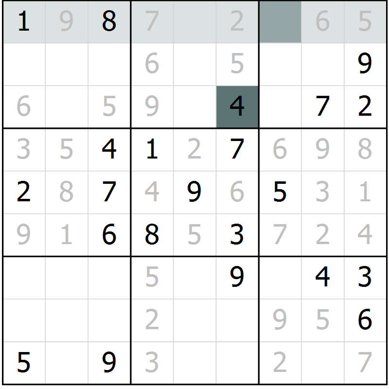 Position des candidats pour la solution de la Gr 3 page 6 du magazine de sudoku Virtuose n° 113
