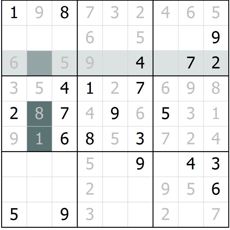 Position des candidats pour la solution de la Gr 3 page 6 du magazine de sudoku Virtuose n° 113