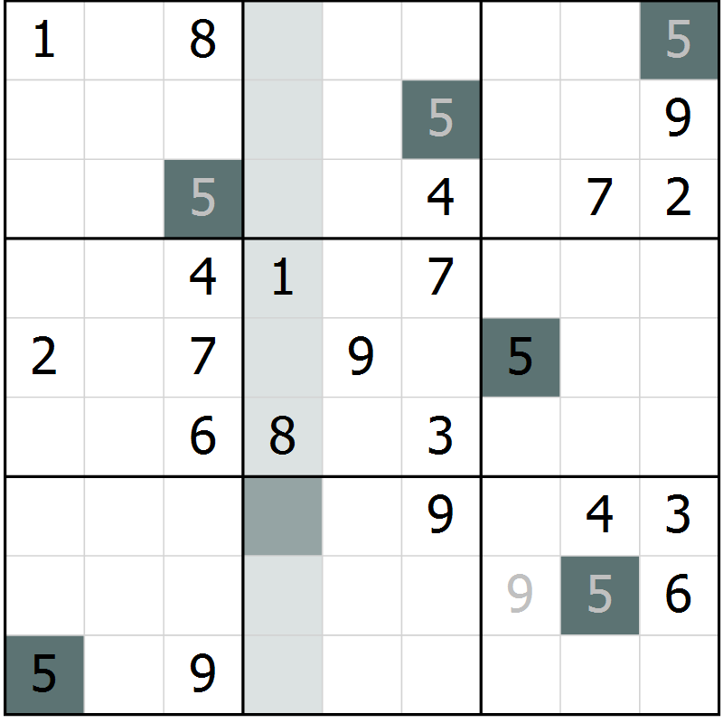 Position des candidats pour la solution de la Gr 3 page 6 du magazine de sudoku Virtuose n° 113