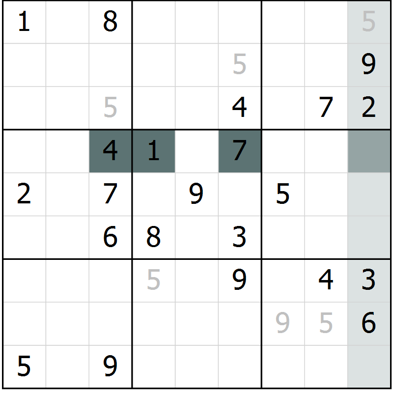 Position des candidats pour la solution de la Gr 3 page 6 du magazine de sudoku Virtuose n° 113