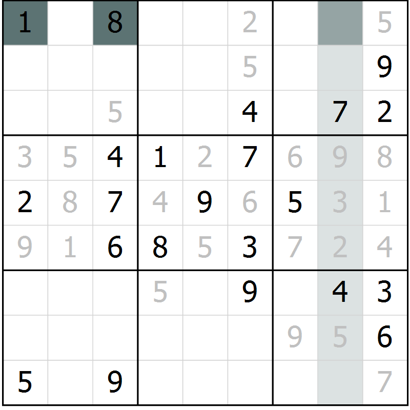 Position des candidats pour la solution de la Gr 3 page 6 du magazine de sudoku Virtuose n° 113