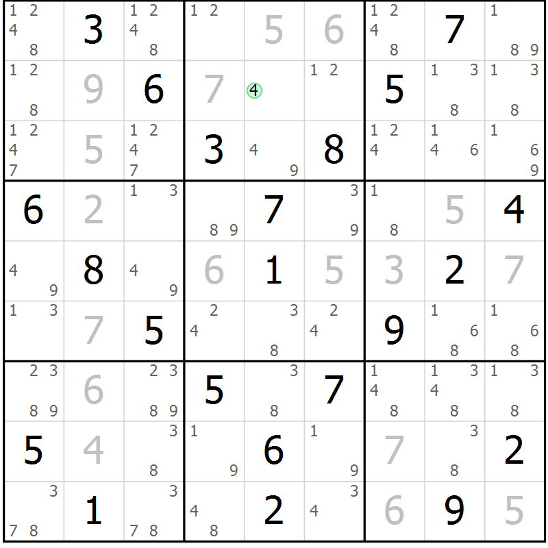 Position des candidats pour la solution de la Gr 30 page 33 du magazine de sudoku Virtuose n° 113