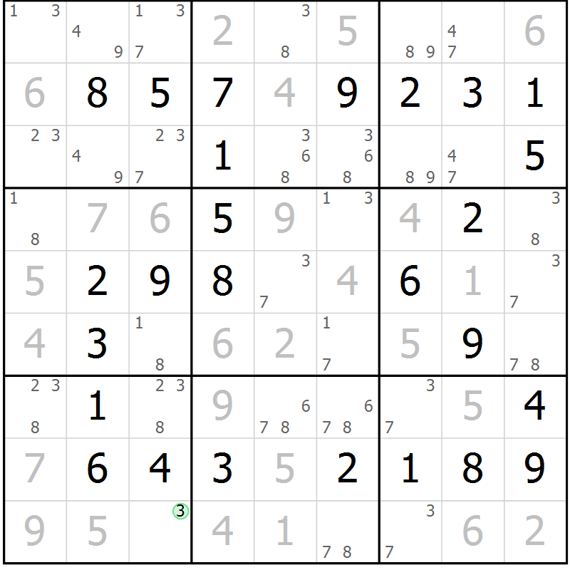 Position des candidats pour la solution de la Gr 31 page 34 du magazine de sudoku Virtuose n° 113