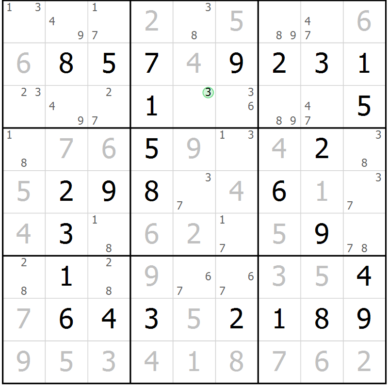 Position des candidats pour la solution de la Gr 31 page 34 du magazine de sudoku Virtuose n° 113