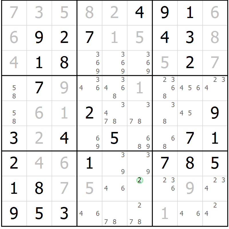 Position des candidats pour la solution de la Gr 33 page 36 du magazine de sudoku Virtuose n° 113