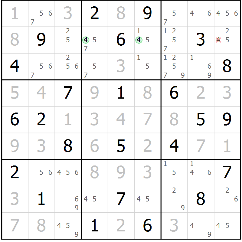 Position des candidats pour la solution de la Gr 35 page 38 du magazine de sudoku Virtuose n° 113